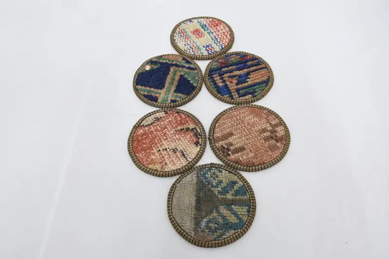 Bohemian Red & Bronze Round Coasters, Stylish Bohemian Coasters