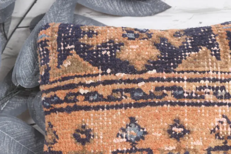 Antique Pillows, Accent Pillow Case, 12x12 Orange Cushion Case, Pillow Case, Traditional Cushion Case, Kilim Pillow, Turkish Kilim Pillow - 2