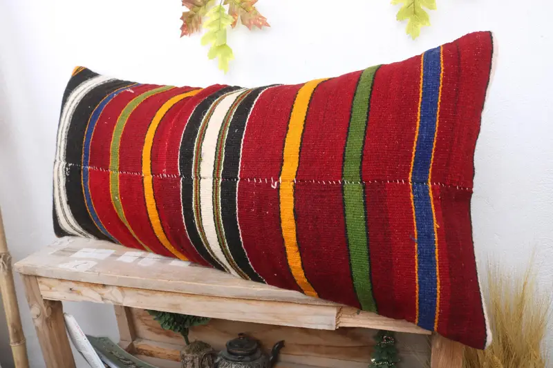 Vintage Pillow Case, Kilim Cushion Sham, 16x36 Red Cushion Case, Pattern Throw Cushion, Kilim Pillow Cover, Vintage Kilim Pillow, Cushion Case - 4