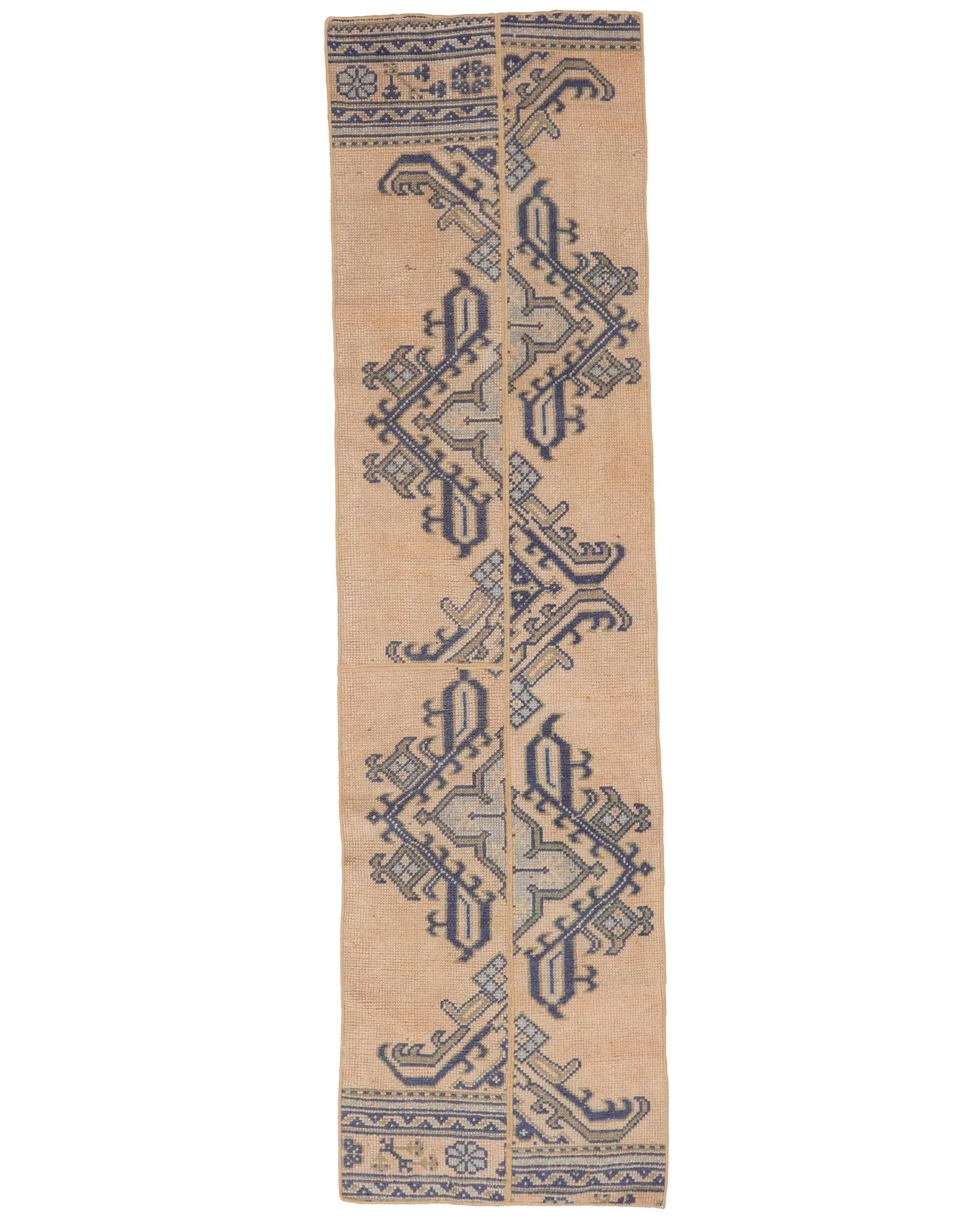 Türkischer Vintage-Läuferteppich, 2,1 x 7,6 Fuß (63 x 233 cm), brauner massiver Teppich - 1