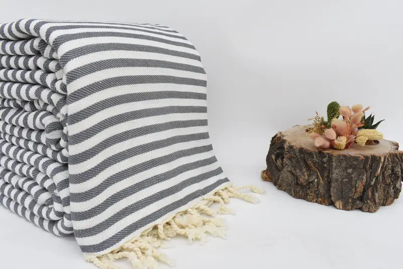Wedding Favors, Organic Throw, 104x76 Cotton Striped Towel, Personalized Blanket, Bachelorette Party Favors, Personalized Wedding Gift For Couple - 2