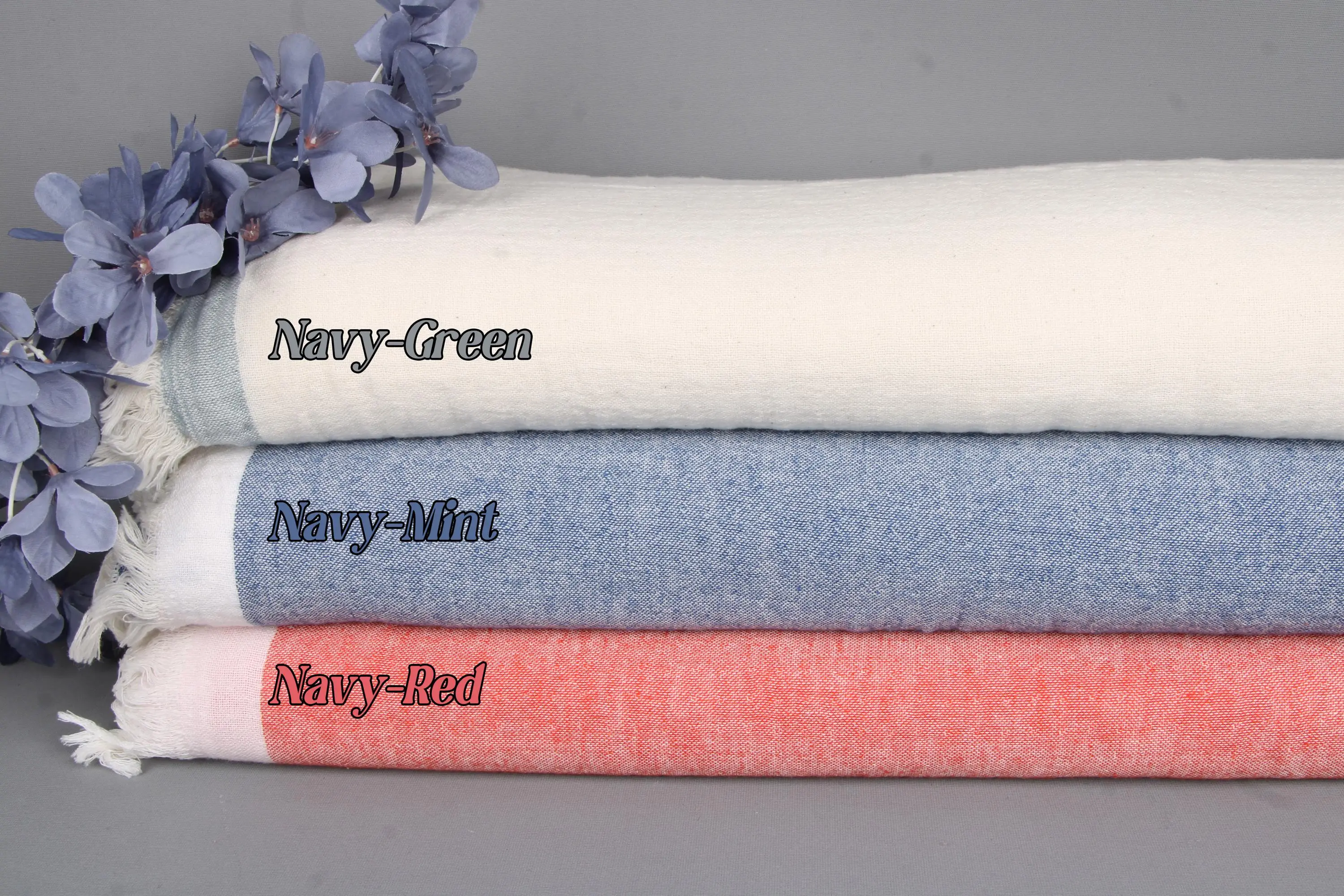 Monogram Blanket Striped Throw Woven Cotton Twin Size, 79x93 Inches - 1