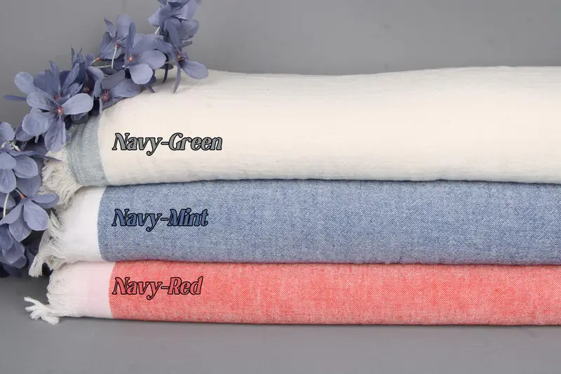 Monogram Blanket Striped Throw Woven Cotton Twin Size, 79x93 Inches