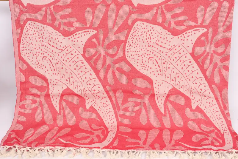 Turkish Blanket, Boho Throw Blankets, Halloween Bachelorette Party, 100x92 Cotton Whale Design Towel, Organic Throw, Memorial Gift, Throw Blanket - 1