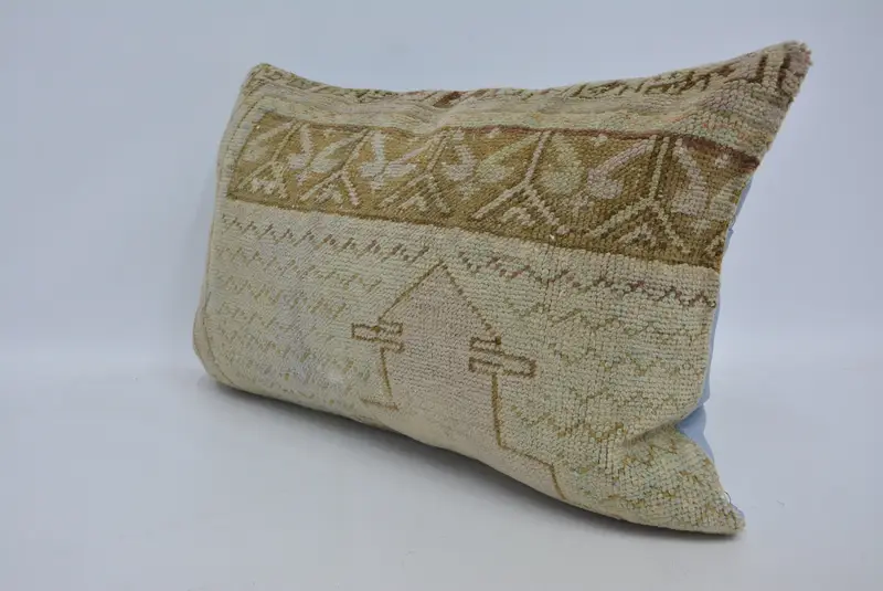 Pillow Sham, Vintage Kilim Pillow, Personalized Gift Pillow Cushion, Throw Kilim Pillow, Kilim Cushion Sham, 16x24 Beige Pillow Cover - 4