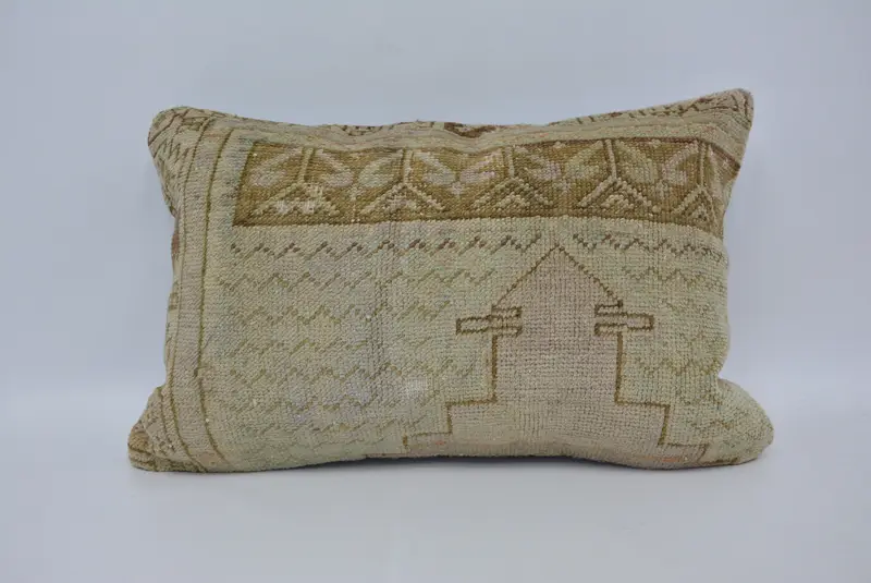 Pillow Sham, Vintage Kilim Pillow, Personalized Gift Pillow Cushion, Throw Kilim Pillow, Kilim Cushion Sham, 16x24 Beige Pillow Cover - 1