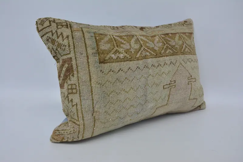 Pillow Sham, Vintage Kilim Pillow, Personalized Gift Pillow Cushion, Throw Kilim Pillow, Kilim Cushion Sham, 16x24 Beige Pillow Cover - 3