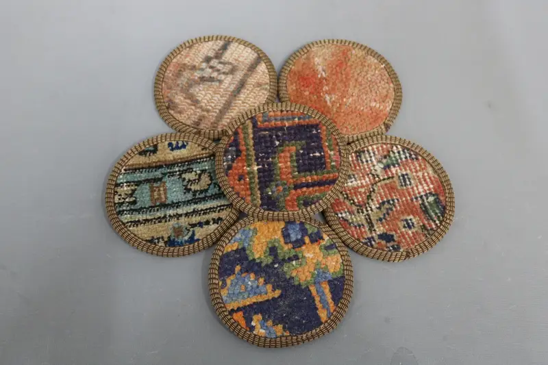 Posavasos redondo bohemio azul y rojo, posavasos bohemio antideslizante