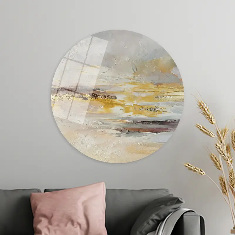 現代的なグレーとゴールドのきらめくプリント キャンバス アート