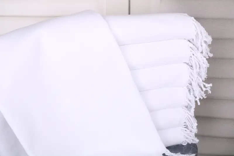 Beach Towel Personalized White Cotton Solid, 40x71 Inches