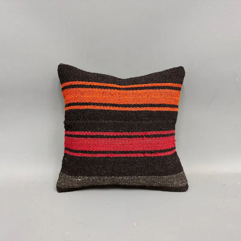 12x12 Orange Pillow Sham, Pillow Sham, Boho Pillow Sham Cover, Ethnical Kilim Rug Pillow, Ikat Cushion, Vintage Pillow, Ikat Pillow Cover - 4