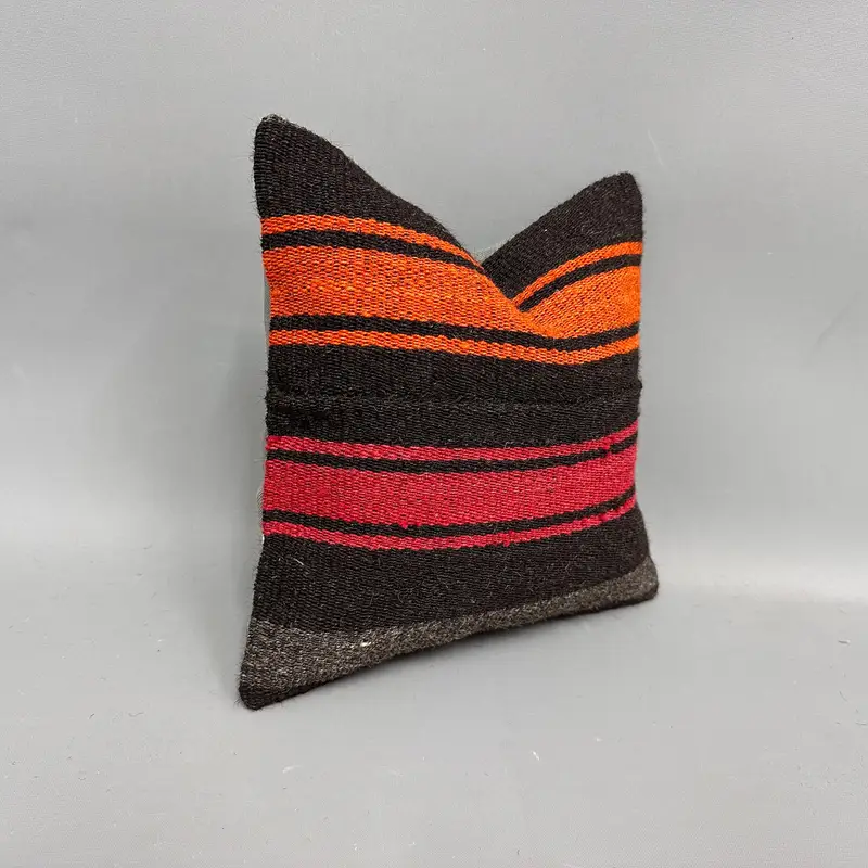 12x12 Orange Pillow Sham, Pillow Sham, Boho Pillow Sham Cover, Ethnical Kilim Rug Pillow, Ikat Cushion, Vintage Pillow, Ikat Pillow Cover - 2
