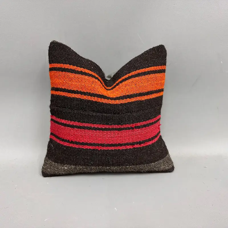 12x12 Orange Pillow Sham, Pillow Sham, Boho Pillow Sham Cover, Ethnical Kilim Rug Pillow, Ikat Cushion, Vintage Pillow, Ikat Pillow Cover - 1