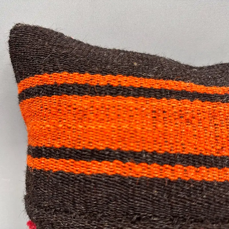 12x12 Orange Pillow Sham, Pillow Sham, Boho Pillow Sham Cover, Ethnical Kilim Rug Pillow, Ikat Cushion, Vintage Pillow, Ikat Pillow Cover - 5