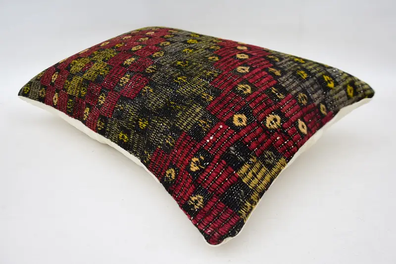Antique Pillows, Kilim Pillow Cover, 16x24 Red Cushion Case, Pillow Cover, Car Cushion Case, Handmade Kilim Cushion, Pastel Cushion Cover - 6