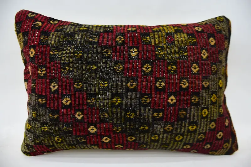Antique Pillows, Kilim Pillow Cover, 16x24 Red Cushion Case, Pillow Cover, Car Cushion Case, Handmade Kilim Cushion, Pastel Cushion Cover - 4