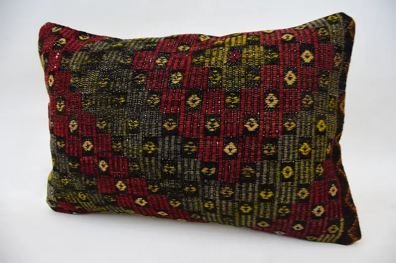 Antique Pillows, Kilim Pillow Cover, 16x24 Red Cushion Case, Pillow Cover, Car Cushion Case, Handmade Kilim Cushion, Pastel Cushion Cover - 3