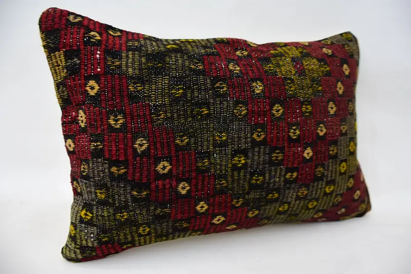Antique Pillows, Kilim Pillow Cover, 16x24 Red Cushion Case, Pillow Cover, Car Cushion Case, Handmade Kilim Cushion, Pastel Cushion Cover - 2