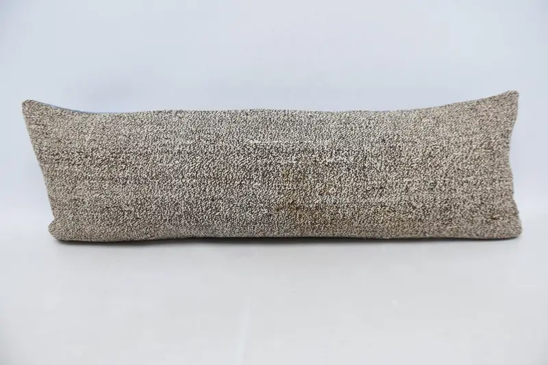 ロングランバーヴィンテージチェック柄枕カバー、ブラウンモロッコ風 12x35 インチ枕カバー - 1
