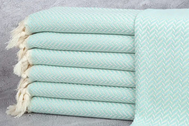 Saç Kurutma Bulaşık Havlusu Nakış Tasarımları Mint Chevron 18x36 İnç Türk Havlusu