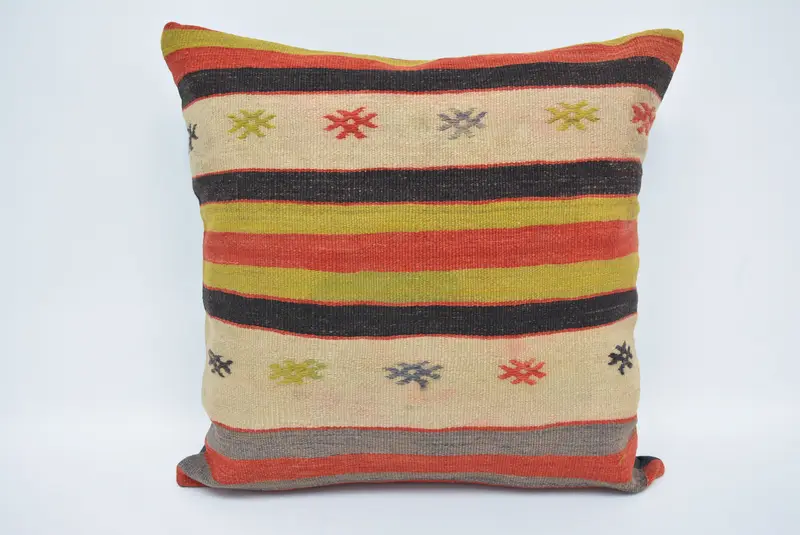 Almohada de lanzamiento bordada hecha a mano, almohada cuadrada vintage 24x24