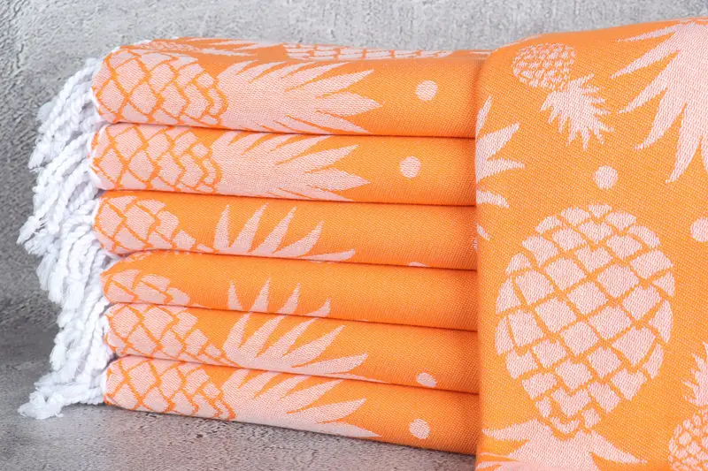 Turkish towel, Bath towel, Unique Turkish towel with custom embroidery USA, Fouta towel, 70x36 Cotton Pineapple Design Towel, Bridal Shower Favor - 2