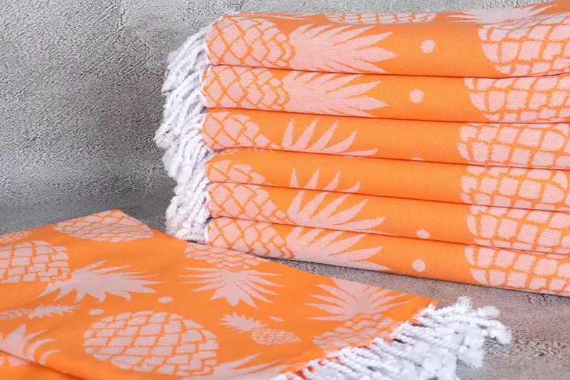 Turkish towel, Bath towel, Unique Turkish towel with custom embroidery USA, Fouta towel, 70x36 Cotton Pineapple Design Towel, Bridal Shower Favor - 3
