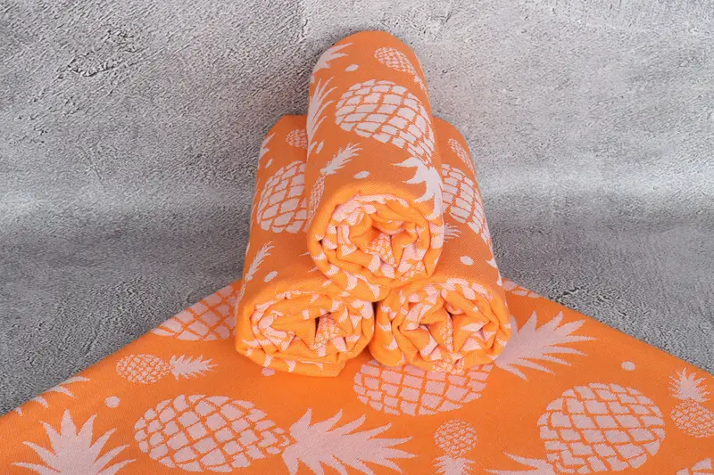 Turkish towel, Bath towel, Unique Turkish towel with custom embroidery USA, Fouta towel, 70x36 Cotton Pineapple Design Towel, Bridal Shower Favor - 8