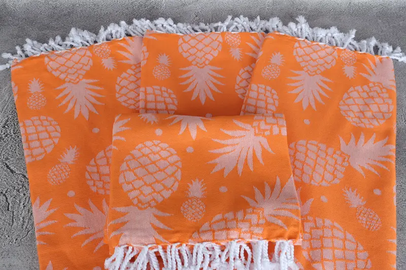 Turkish towel, Bath towel, Unique Turkish towel with custom embroidery USA, Fouta towel, 70x36 Cotton Pineapple Design Towel, Bridal Shower Favor - 5