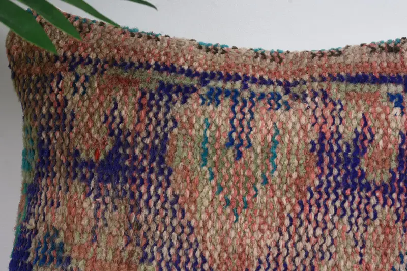 Vintage Kilim Pillow, Decorative Pillow Cover, Cushion Case, Kilim Cushion Sham, 12x12 Blue Cushion Case, Throw Kilim Pillow - 2