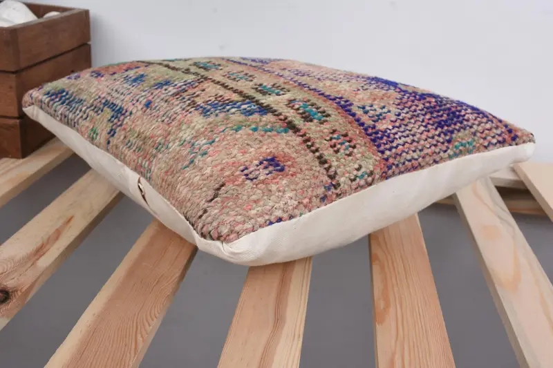 Vintage Kilim Pillow, Decorative Pillow Cover, Cushion Case, Kilim Cushion Sham, 12x12 Blue Cushion Case, Throw Kilim Pillow - 6