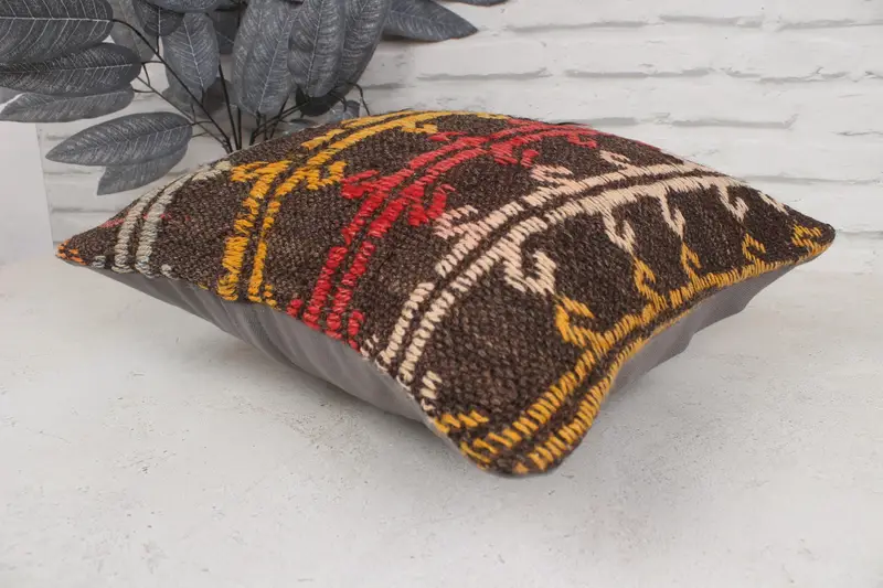 Lounge Throw Pillow Case, Cushion Case, Home Decor Pillow, Kilim Pillow Cover, Vintage Pillow, 16x16 Red Cushion Cover, Turkish Corner Cushion Case - 6