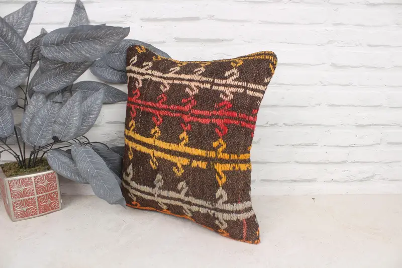 Lounge Throw Pillow Case, Cushion Case, Home Decor Pillow, Kilim Pillow Cover, Vintage Pillow, 16x16 Red Cushion Cover, Turkish Corner Cushion Case - 4
