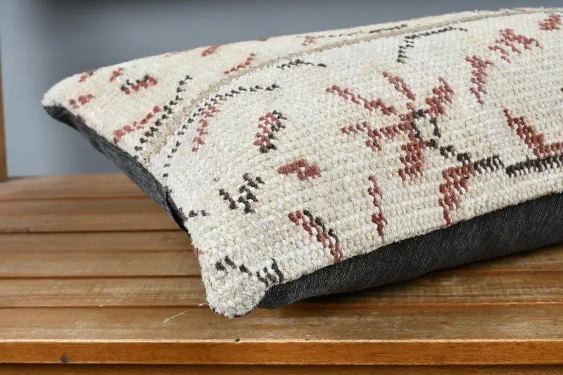 Kilim Pillow, Pillow, Turkish Kilim Pillow, Outdoor Throw Cushion Case, Antique Pillows, 12x24 Beige Cushion - 4