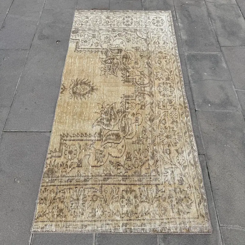 Elegant Beige & Brown Rug, 2.9x6.1 ft Geometric Floral