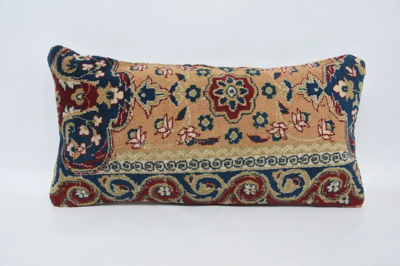 Oriental Pillow Case, Designer Throw Cushion Case, Gift Pillow, Cushion Cover, 12x24 Orange Cushion Cover, Kilim Pillow, Kilim Cushion Sham - 1