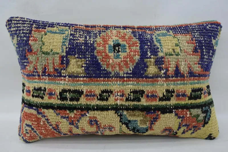 Beige Turkish Moroccan Cushion Cover, 12x20 inch Home Refresh Plaid Pillowcase - 1