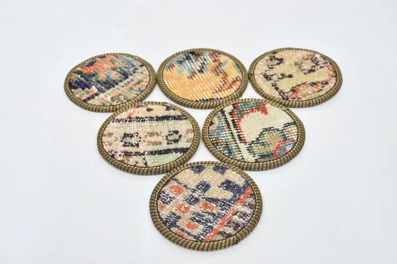 Bohemian Beige & Bronze Round Coaster, Stylish Bohemian Coaster