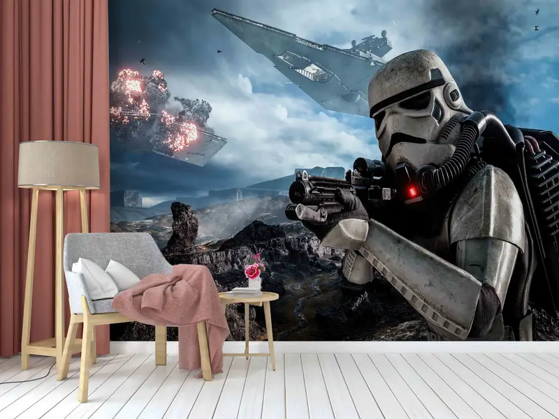 Star Wars Stormtrooper Battlefront Baskılı Duvar Kağıdı - Trendy Dekor