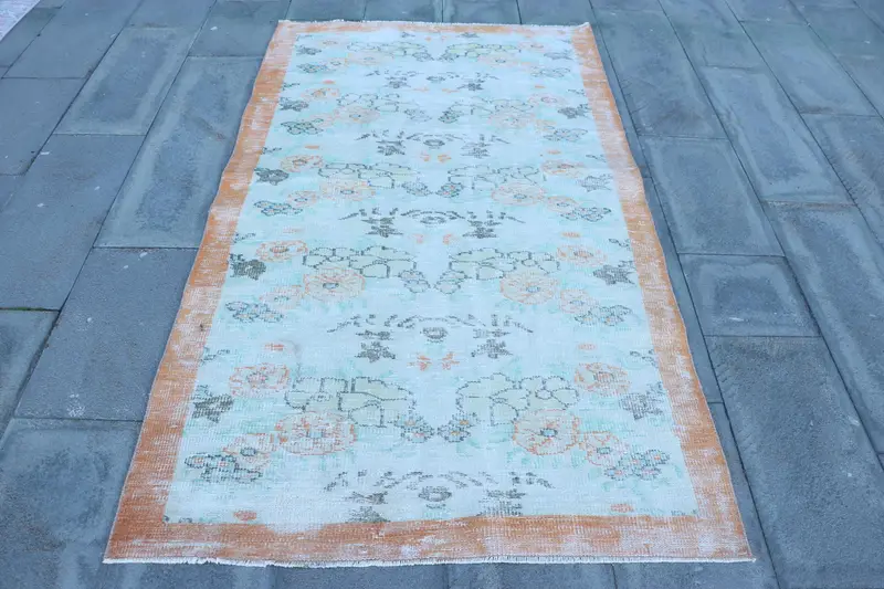 Lebendiger Teppich in Orange und Grün, 1,1 x 2,1 m, orientalisches Design