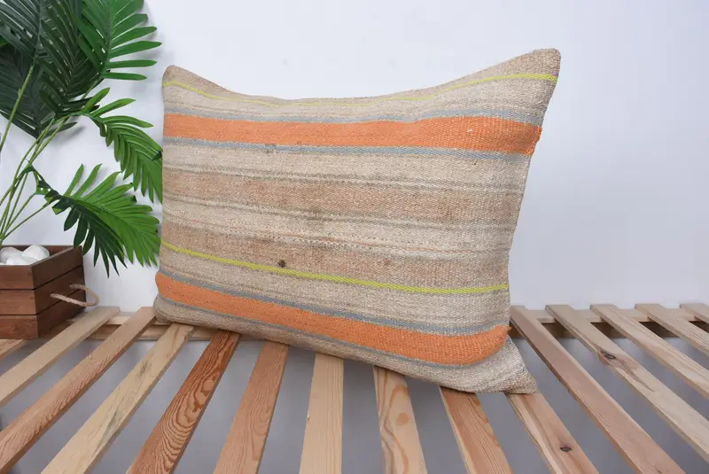 Boho Pillow, 20x28 Orange Pillow, Outdoor Throw Cushion Cover, Handwoven Cushion Cover, Vintage Pillow, Cushion Case, Antique Pillows - 5