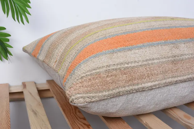 Boho Pillow, 20x28 Orange Pillow, Outdoor Throw Cushion Cover, Handwoven Cushion Cover, Vintage Pillow, Cushion Case, Antique Pillows - 6