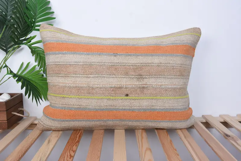 Boho Pillow, 20x28 Orange Pillow, Outdoor Throw Cushion Cover, Handwoven Cushion Cover, Vintage Pillow, Cushion Case, Antique Pillows - 1