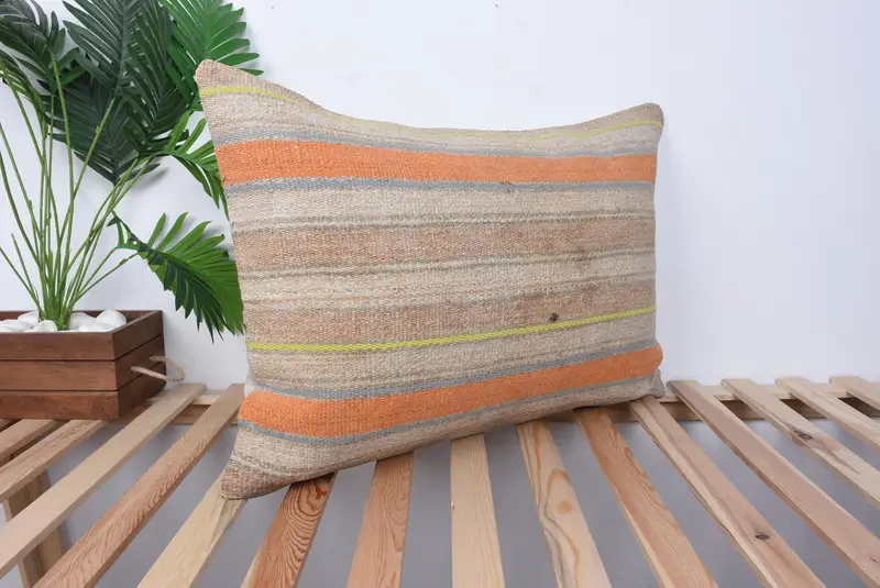 Boho Pillow, 20x28 Orange Pillow, Outdoor Throw Cushion Cover, Handwoven Cushion Cover, Vintage Pillow, Cushion Case, Antique Pillows - 4