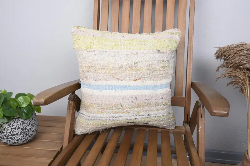 Home Decor Pillow, Accent Throw Pillow Case, Anatolian Pillow, Kilim Pillow, Retro Pillow Sham, Pillow, 18x18 Yellow Pillow, Handmade Kilim Cushion - 1