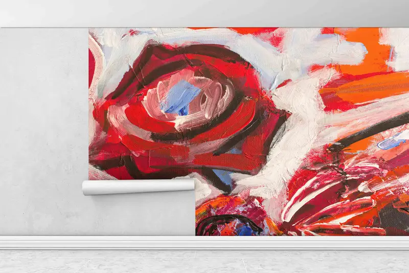 Modern Wall Art, Oil Digital Paper, Abstract Rose Wall Art, Abstract Rose Painting Digital Paper, Stylish 3D Wallpaper, Flowers Wall Art, - 1