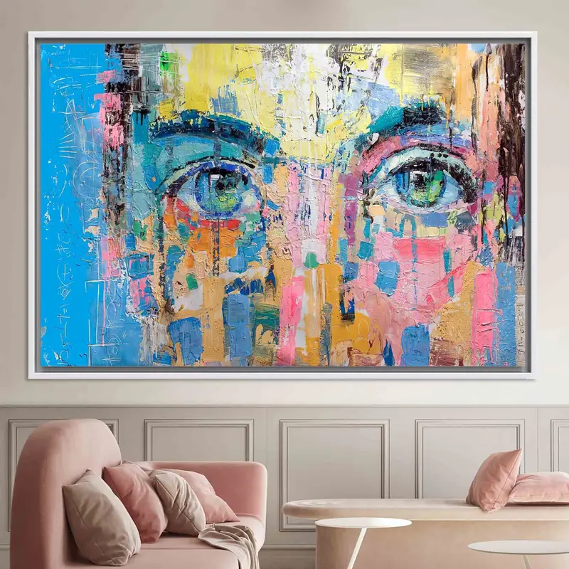 Moderne Porträt-Leinwand: Lebendiger, farbenfroher Kunstdruck mit Männergesicht