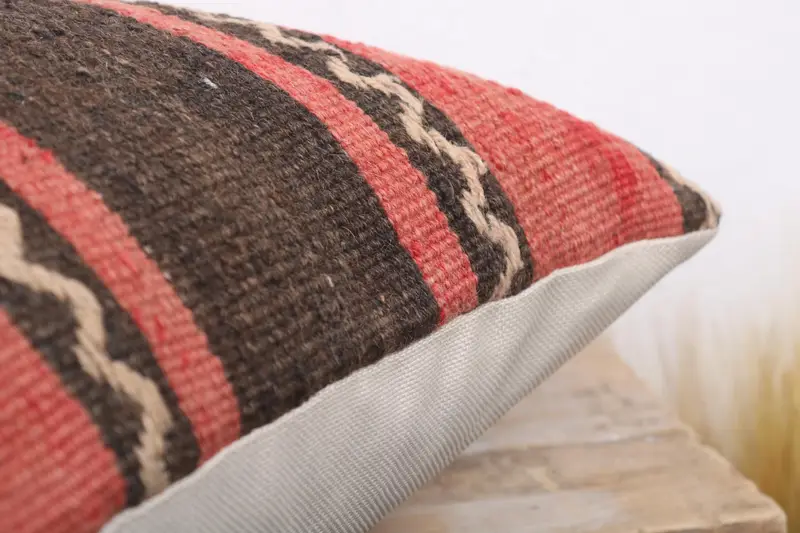 Handmade Kilim Cushion, Kilim Cushion Sham, Tribal Pillow Case, Gift Pillow, Garden Pillow Case, 16x16 Red Pillow Sham, Cushion Cover - 6