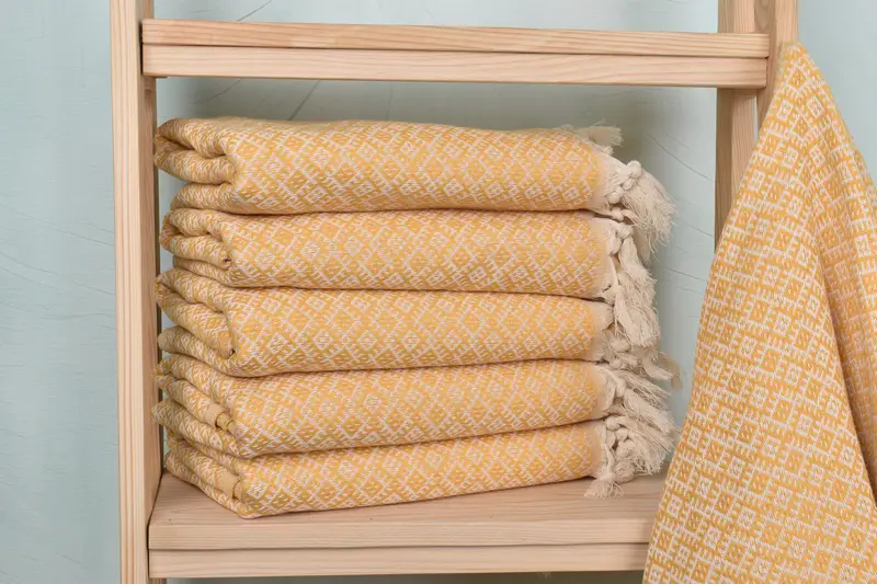 40x71 Inches Mustard Cotton Towel, Gift For Her, Organic Cotton/Linen