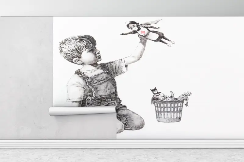 Street Wall Painting, Banksy Child Wall Decor, Banksy Wall Art, Banksy Game Changer Wall Paper, Banksy Nurse Wall Painting, - 1